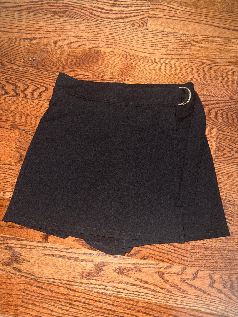 H&M Black Wrap Skort with D-Ring Belt